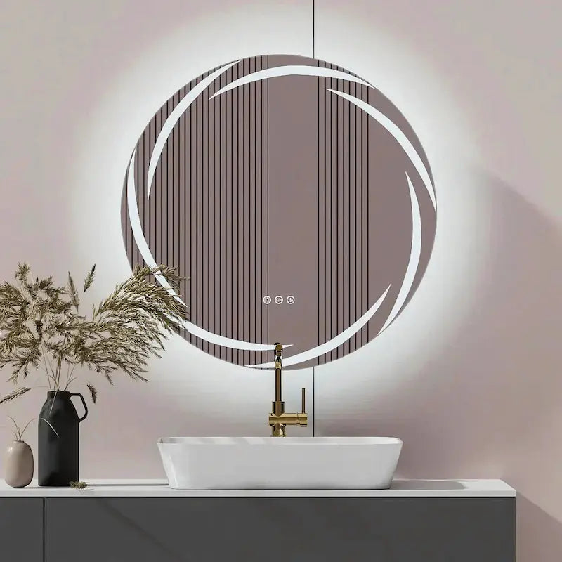 Miroir Rond LED Anti-Buée Tactile — Design Moderne | SIBIU
