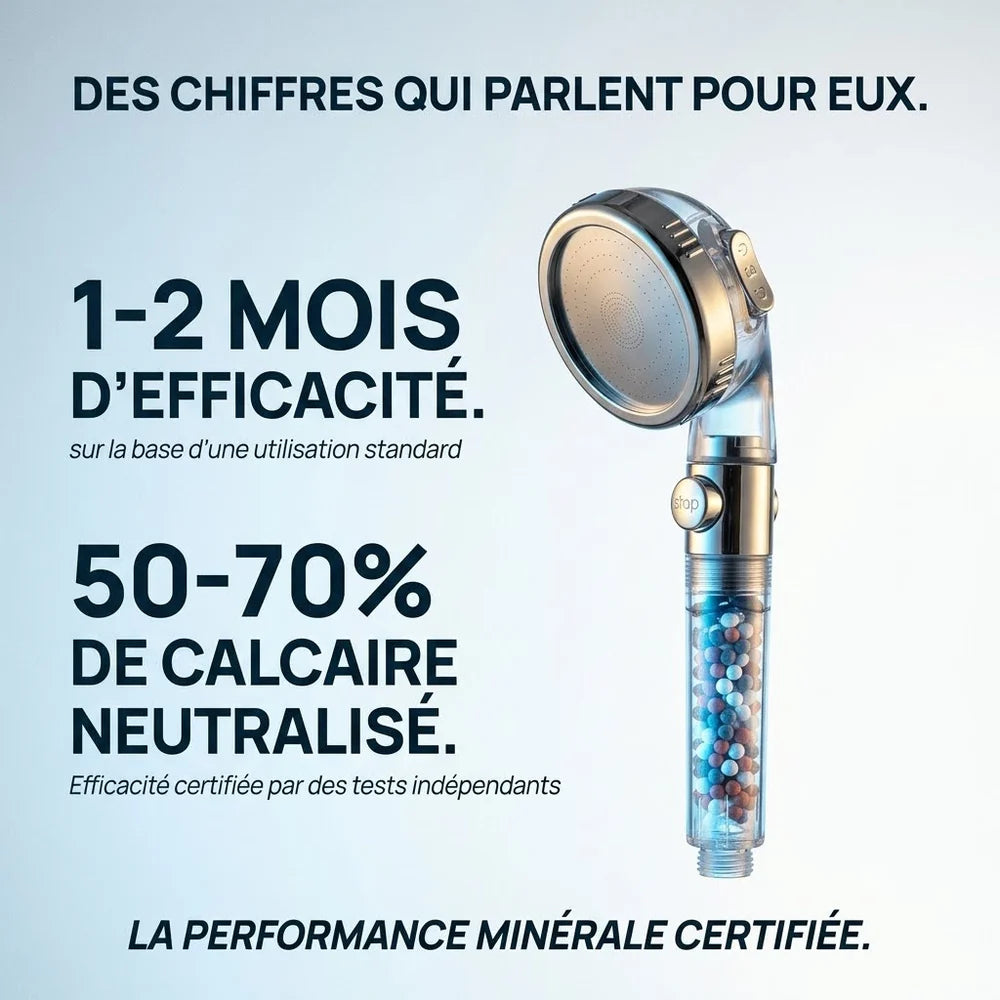 Pommeau de Douche Filtrant, Économique et Anti Calcaire  — 3 Modes, Stop Eau | ERFURT