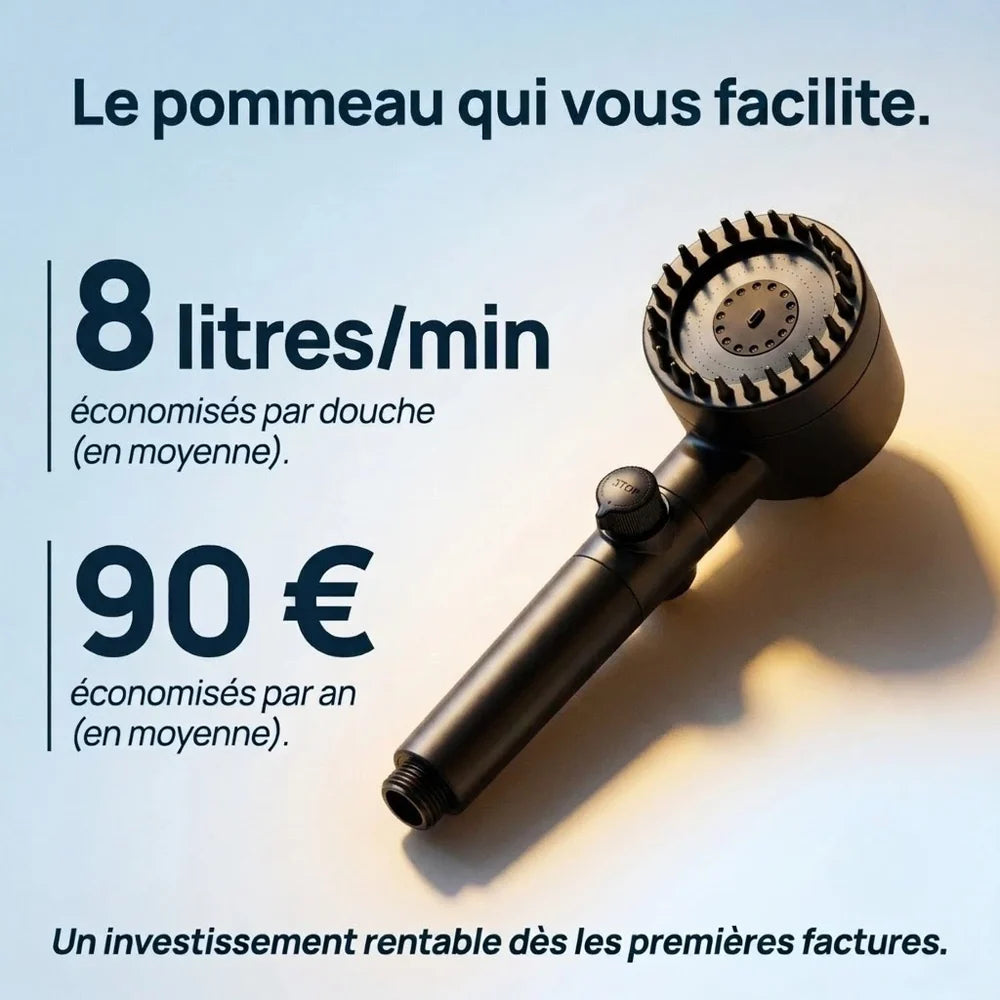 Pommeau de Douche Filtrant, Anticalcaire & Économique — Stop Eau Intégré | PASSAU