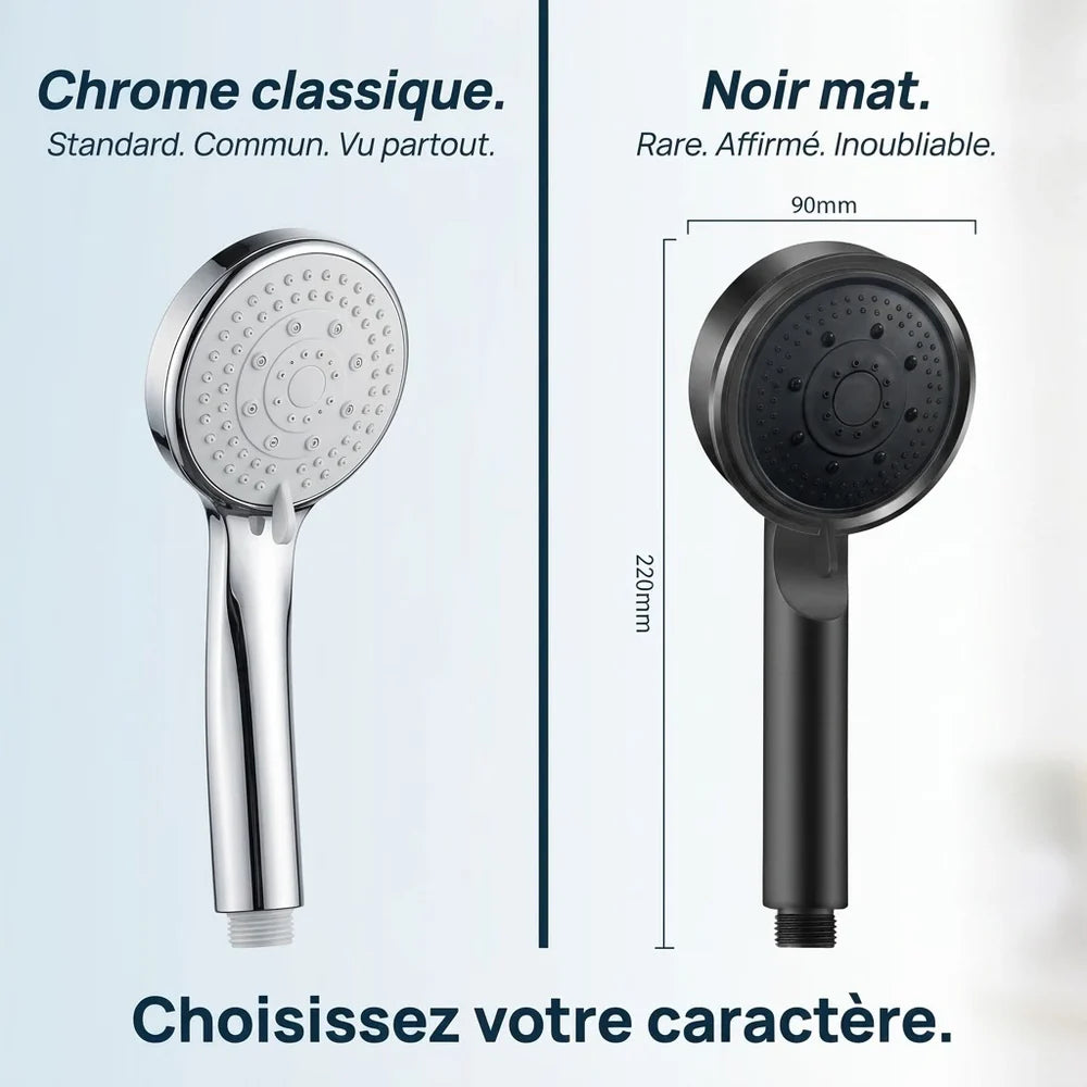 Pommeau de Douche Haute Pression Noir 5 Modes | ZWOLLE