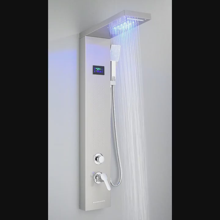 Colonne de Douche Hydromassante LED — Pluie, Cascade & Jets de Massage | TARTU