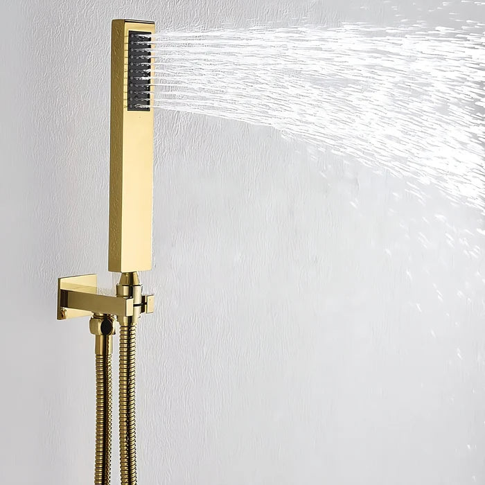 Douche Pluie Encastrée avec Douchette à Main  — Design Doré | SKOGAR