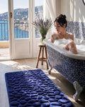 Tapis de Bain Galets Antidérapant – Effet Massant 3D Bleu | 40x60cm