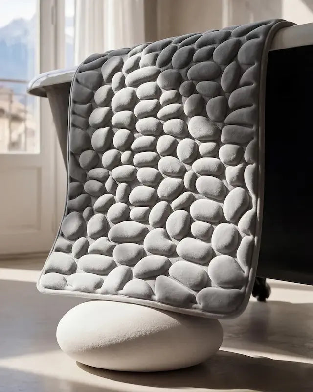 Tapis de Bain Galets Antidérapant – Effet Massant 3D Gris | 40x60cm