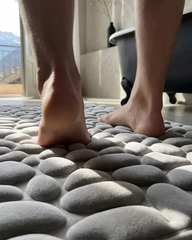 Tapis de Bain Galets Antidérapant – Effet Massant 3D Gris | 40x60cm