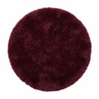 Tapis de Bain Rond Moelleux Antidérapant – Bordeaux, Effet Fourrure