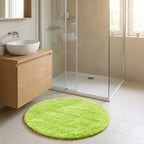 Tapis de Bain Rond Moelleux Antidérapant – Vert, Effet Fourrure