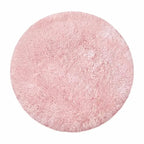 Tapis de Bain Rond Moelleux Antidérapant – Rose, Effet Fourrure