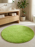 Tapis de Bain Rond Moelleux Antidérapant – Vert, Effet Fourrure